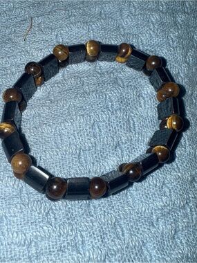 Tiger Eye Hematite Beads Dual Protection Stretch Bracelet Double Layer Crystals